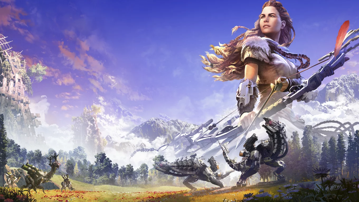 Aloy facing robotic machines
