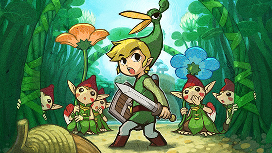 Link in official The Legend of Zelda key art holding the Master Sword